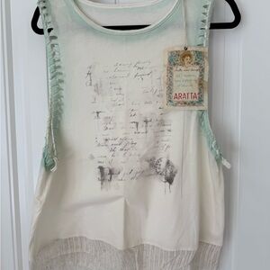 Aratta Mint and Cream Tank Top